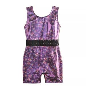Jacques Moret Girls Active Glossy Bows Biketard Size 6/7